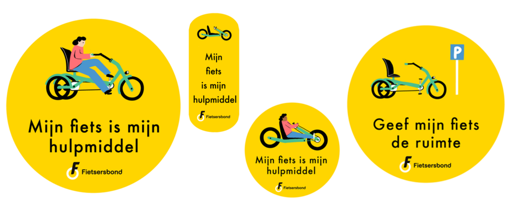 Stickers van de Fietsersbond voor mensen met een aangepaste fiets