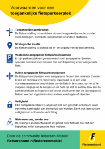 Voorwaarden toegankelijke stalling door Iedereen Mobiel 2025
