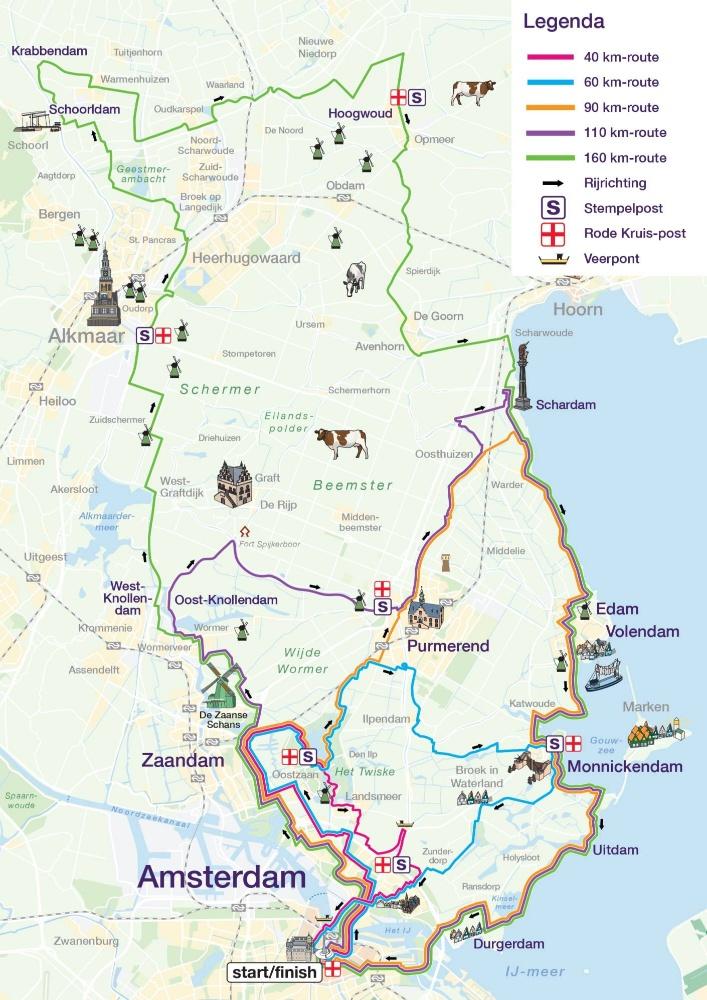 Routes van de Dam tot Dam fietsklassieker